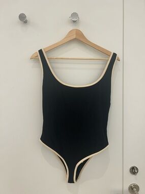 Johanna Ortiz Black One-Piece Swimsuit with Cream Trim M